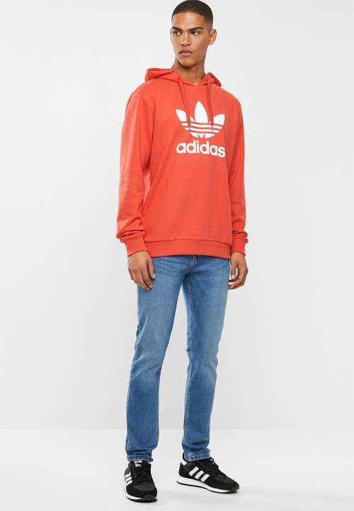 adidas Men's ADI TREFOIL HOODIE Lush Red CM6478 Size Large