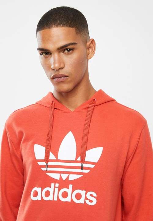 adidas Men's ADI TREFOIL HOODIE Lush Red CM6478 Size Large