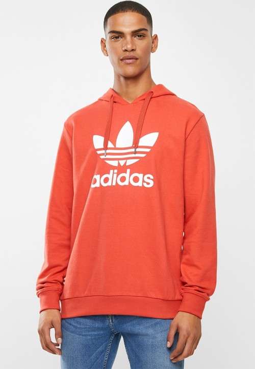 adidas Men's ADI TREFOIL HOODIE Lush Red CM6478 Size Large
