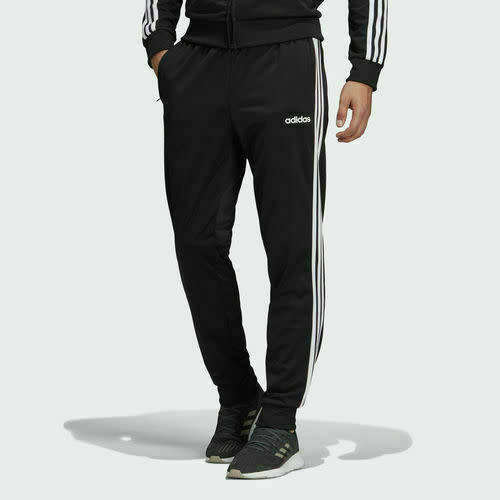 adidas Men's ESSENTIALS 3 STRIPES TRICOT TRACK PANTS Black EV5889 Size Medium
