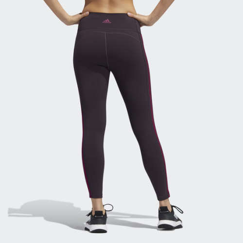 adidas Women's BELIEVE THIS 2.0 3-STRIPES 7/8 TIGHTS Noble Purple/ Power Berry GC7786 Size Large