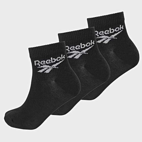 Reebok Unisex Classics Foundation Ankle Socks 3 Pairs Black FL9314 Size UK 6.5- 8