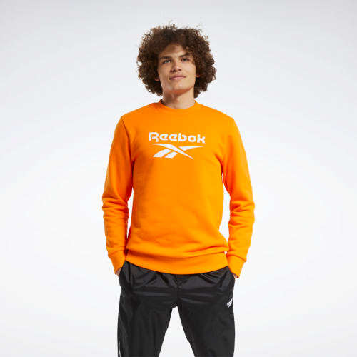 Reebok Men's Classics Vector Crew Sweatshirt High Vis Orange FT7315 Size Large