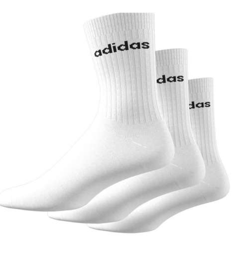 adidas Women's CREW SOCKS 3 PAIRS White/ Black CF3388 Size UK 5.5 - 8