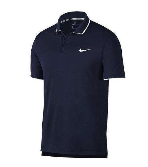 NIKE Men's Court Dri FIT Polo Short Sleeves Tee Navy Blue (STD FIT) 939137 452 Size XL