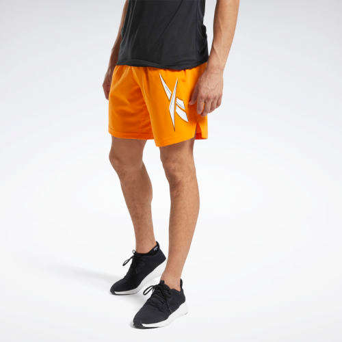 Reebok Men's Workout Ready Shorts High Vis Orange FU3347 Size Extra Large