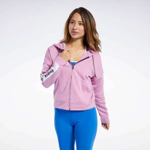 Reebok Women's Training Essentials Linear Logo Hoodie Jasmine Pink FK6706 Size Medium