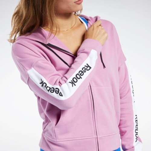 Reebok Women's Training Essentials Linear Logo Hoodie Jasmine Pink FK6706 Size Medium