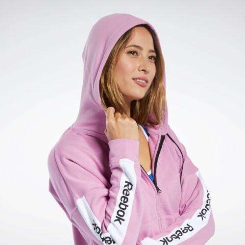 Reebok Women's Training Essentials Linear Logo Hoodie Jasmine Pink FK6706 Size Medium