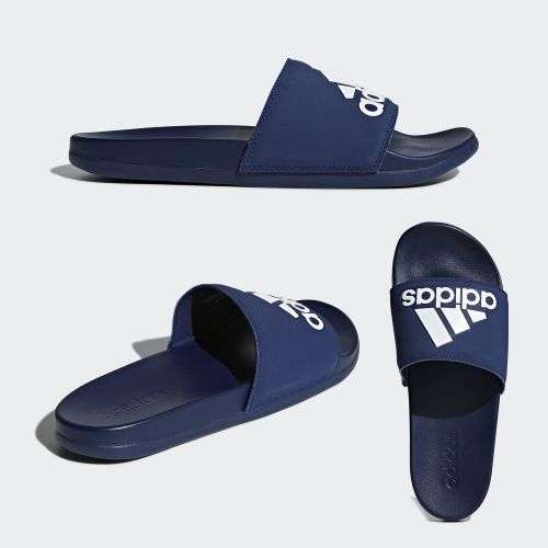 adidas UNISEX ADILETTE CLOUDFOAM PLUS LOGO SLIDES Dark Blue/ White B44870 Size UK 11 (SA 11)