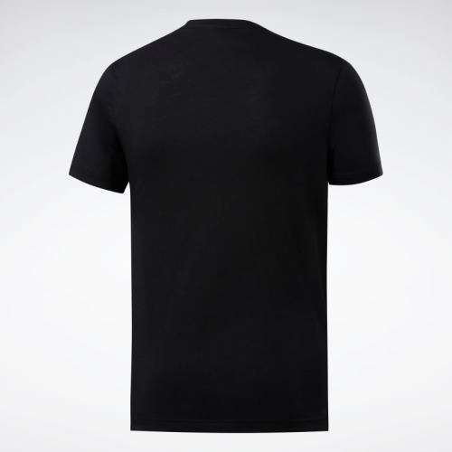 Reebok Men's Graphic Series Reebok Stacked Tee Black/ Silver FS6106 Size Medium