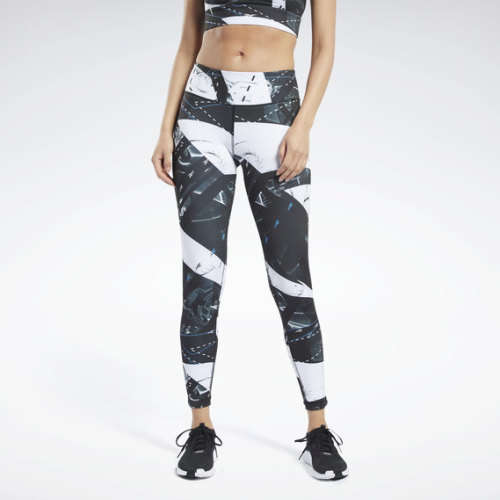 Reebok Women's Workout Ready Printed Leggings Multicolor Print FT0951 Size Medium