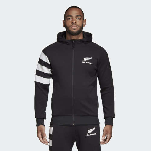 adidas Men's ALL BLACKS Hooded Full Zip Jacket Black DN5980 Size Large