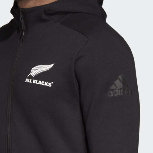 adidas Men's ALL BLACKS Hooded Full Zip Jacket Black DN5980 Size Large