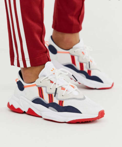 adidas Men's OZWEEGO Cloud White/ Collegiate Navy/ Scarlet EG8127 Size UK 8 (SA 8)