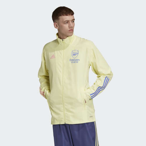 adidas Men's ARSENAL PRESENTATION JACKET Yellow Tint FQ6162 Size Medium