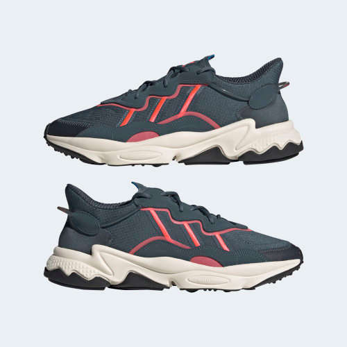 adidas Men's OZWEEGO Legacy Blue/ Signal Pink/ Chalk White FV9662 Size UK 11.5 (SA 11.5)