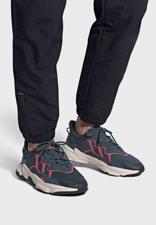 adidas Men's OZWEEGO Legacy Blue/ Signal Pink/ Chalk White FV9662 Size UK 11.5 (SA 11.5)