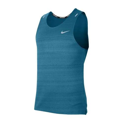 NIKE Men`s DF MILER TANK TOP BLUSTERY/REFLECTIVE SILVER CU0333 467 Size Large