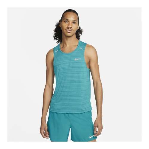 NIKE Men`s DF MILER TANK TOP BLUSTERY/REFLECTIVE SILVER CU0333 467 Size Large