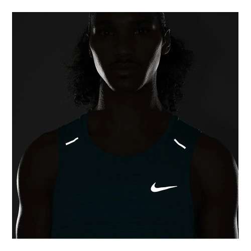 NIKE Men`s DF MILER TANK TOP BLUSTERY/REFLECTIVE SILVER CU0333 467 Size Large