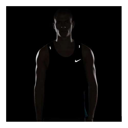 NIKE Men`s DF MILER TANK TOP BLUSTERY/REFLECTIVE SILVER CU0333 467 Size Large