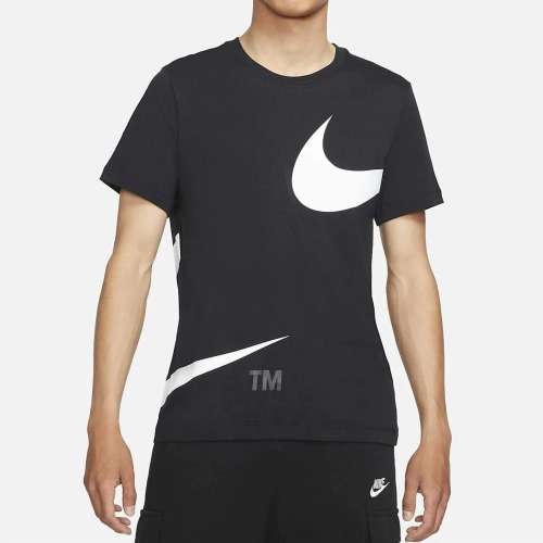 NIKE Men`s Sportswear Oversized Side Swoosh Statement SS Tee Black DX2115 010 Size Medium