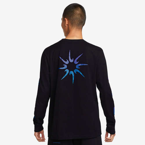 NIKE Men`s Sportswear Long Sleeve Graphic Festival Tee Shirt Black DQ1071 010 Size Large