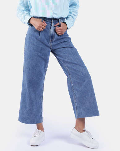 Levi`s® RIBCAGE PLEATED CROPPED JEANS Blue Size 31 x 27