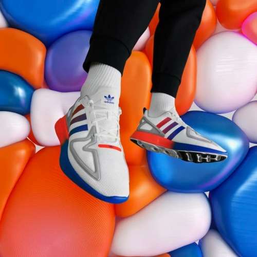 adidas Men`s ZX 2K FLUX Cloud White / Core Black / Blue FX2044 Size UK 10 (SA 10)