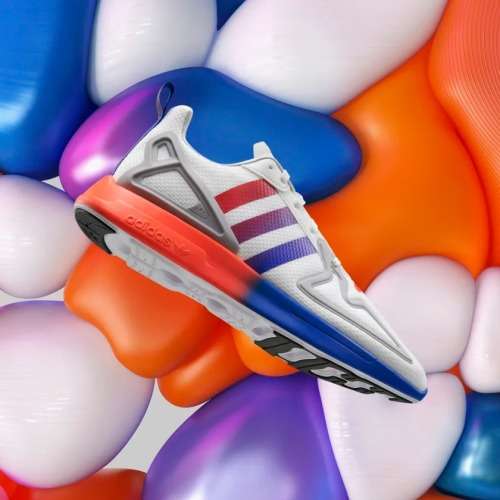 adidas Men`s ZX 2K FLUX Cloud White / Core Black / Blue FX2044 Size UK 10 (SA 10)