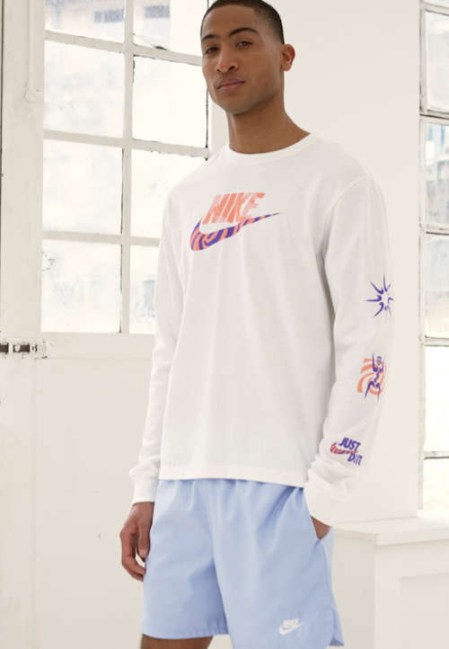 NIKE Men`s Sportswear Long Sleeve Graphic Festival Tee Shirt White DQ1071 100 Size Extra Large