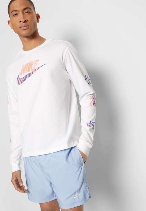 NIKE Men`s Sportswear Long Sleeve Graphic Festival Tee Shirt White DQ1071 100 Size Extra Large