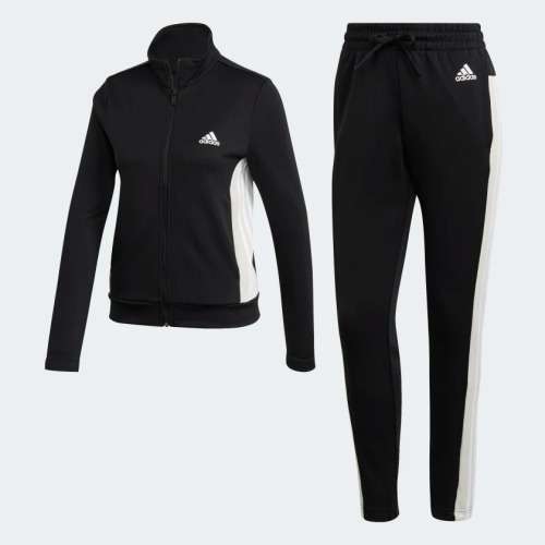 adidas Women`s TEAM SPORTS 2 PIECE TRACK SUIT Black FI6696 Size Medium