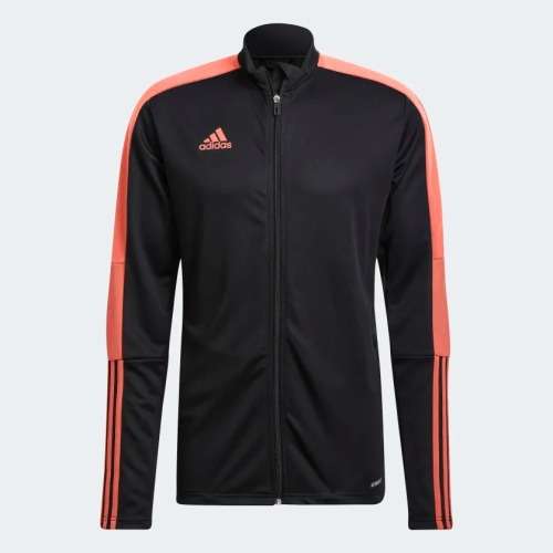 adidas Men`s TIRO ESSENTIALS TRACK TOP Full Zip Black / Semi Turbo HF0297 Size Large