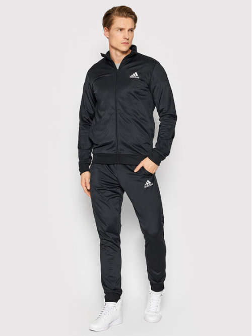 adidas Men`s PRIMEGREEN ESSENTIALS SMALL LOGO 2 PC TRACK SUIT Black/White GK9656 Size Medium