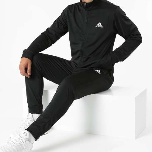 adidas Men`s PRIMEGREEN ESSENTIALS SMALL LOGO 2 PC TRACK SUIT Black/White GK9656 Size Medium