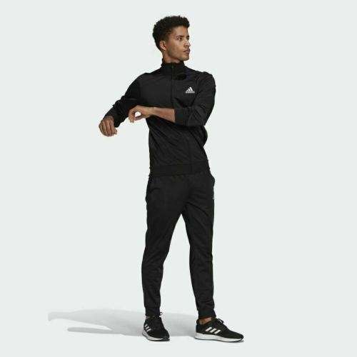 adidas Men`s PRIMEGREEN ESSENTIALS SMALL LOGO 2 PC TRACK SUIT Black/White GK9656 Size Medium