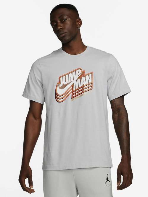 Nike Men`s Jordan Jumpman Graphic Tee Crew Grey Fog DC9773 097 Size Large