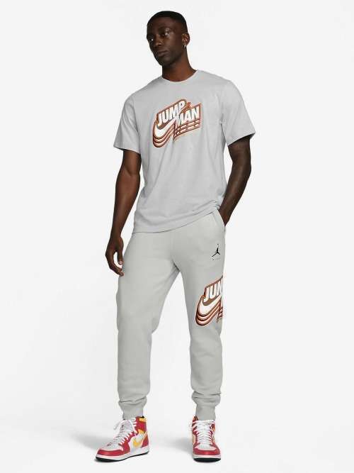 Nike Men`s Jordan Jumpman Graphic Tee Crew Grey Fog DC9773 097 Size Large