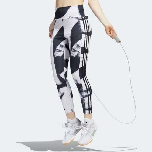 adidas Women`s AEROREADY DESIGNED TO MOVE GRAPHIC HIGH-WAIST TIGHTS Black/ White HD6891 Size Medium
