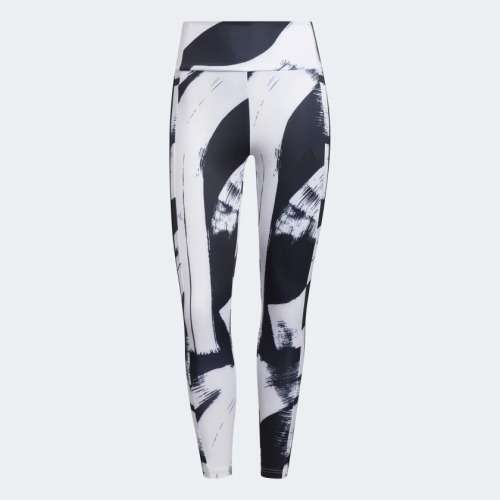 adidas Women`s AEROREADY DESIGNED TO MOVE GRAPHIC HIGH-WAIST TIGHTS Black/ White HD6891 Size Medium
