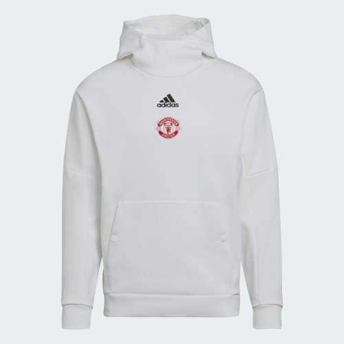 adidas Men`s Manchester United Travel Hoodie WHITE HE6643 Size Medium