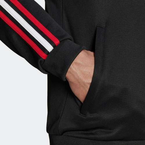 adidas Men`s MANCHESTER UNITED 3-STRIPES TRACK TOP BLACK HE6671 Size Large