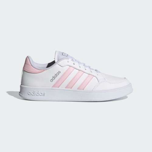 adidas Women`s BREAKNET Cloud White / Clear Pink / Silver Metallic FZ2466 Size UK 5 (SA 5)