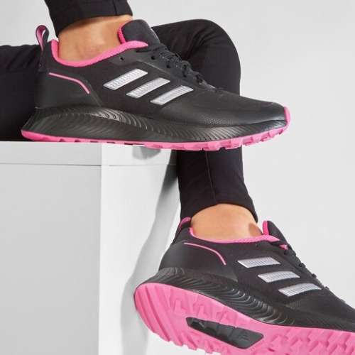 adidas Women`s RUNFALCON 2.0 TR Core Black/ Silver Metallic/ Pink FZ3585 Size UK 7 (SA 7)