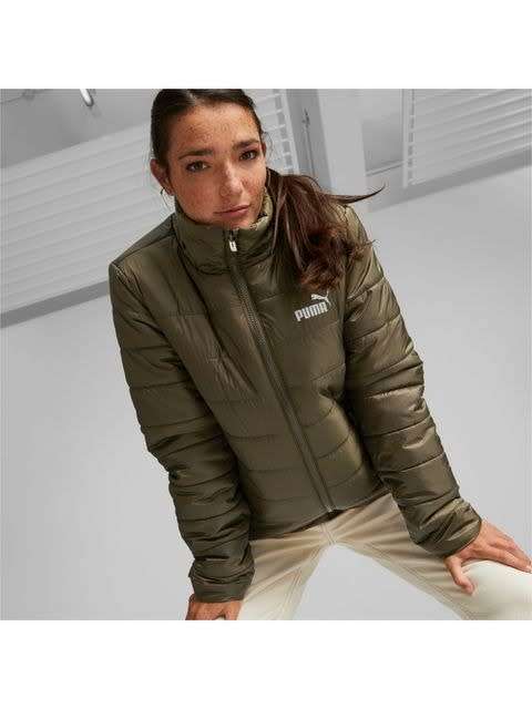 Puma Women`s ESS+ Padded Jacket Water Repellent Deep Olive 849398-62 Size Medium