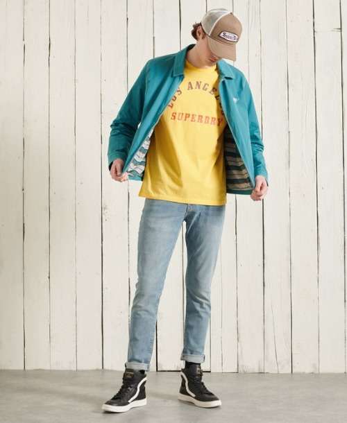 Superdry Men`s Boho Cut Off Graphic Vest Yellow Size XL