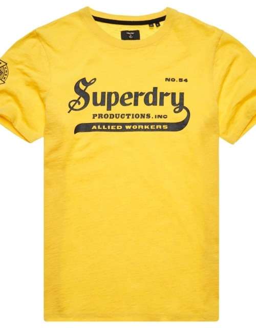 Superdry Men`s Vintage Merch Store Tee M1011329A Marine Yellow Size Large