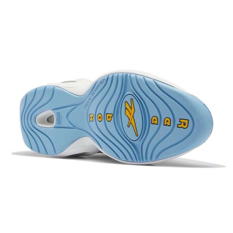 Reebok Men`s QUESTION MID DENVER NUGGETS WHITE/ FLUID BLUE-TOXIC YELLOW GW8854 Size UK 8 (SA 8)